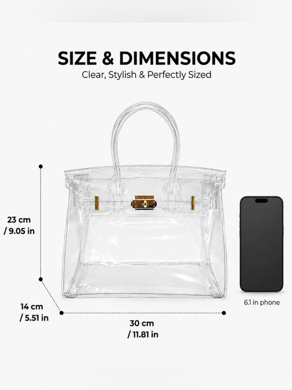 Boatkin Clear Jelly Transparent Tote Bag with Gold Hardware - Picture 6 of 12